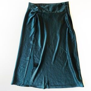 🌺 Forever 21 Dark Teal Midi Knoted High Slit Skirt